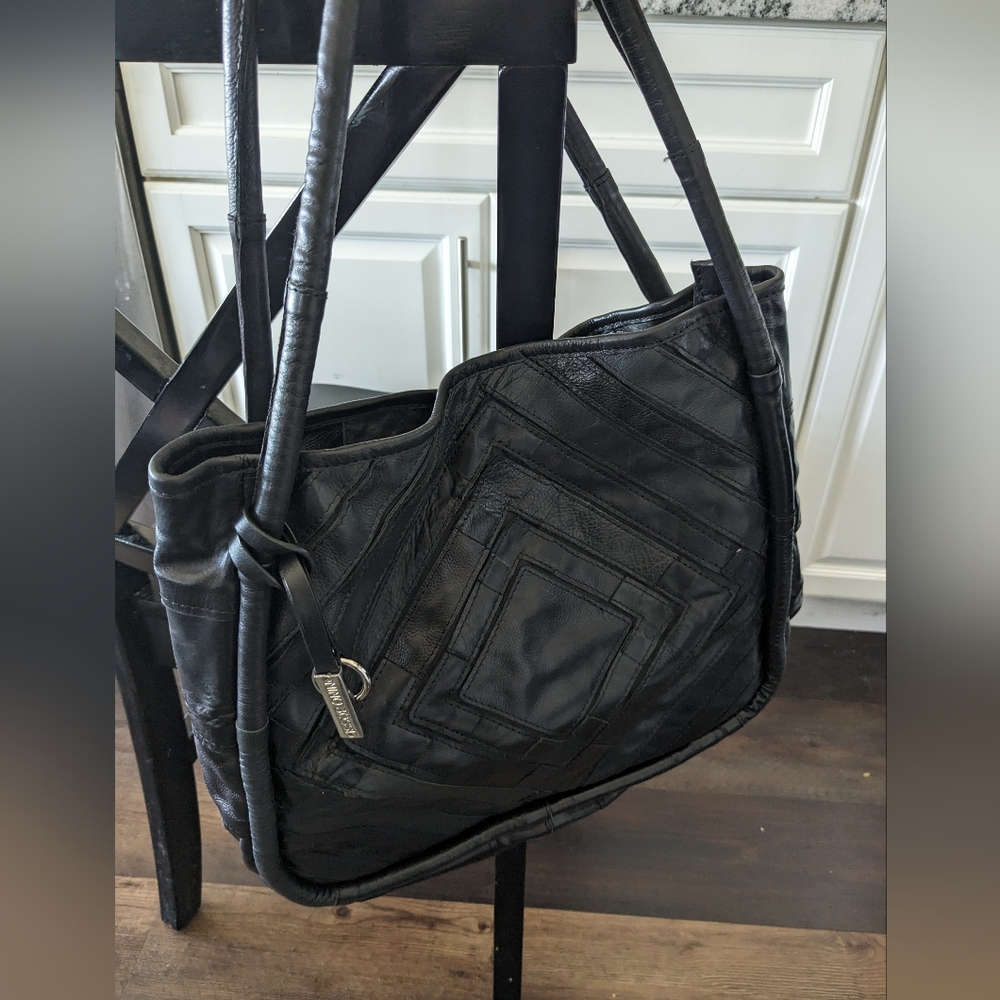Gorgeous boho shoulder bag handbag leather new Nino Bossi black